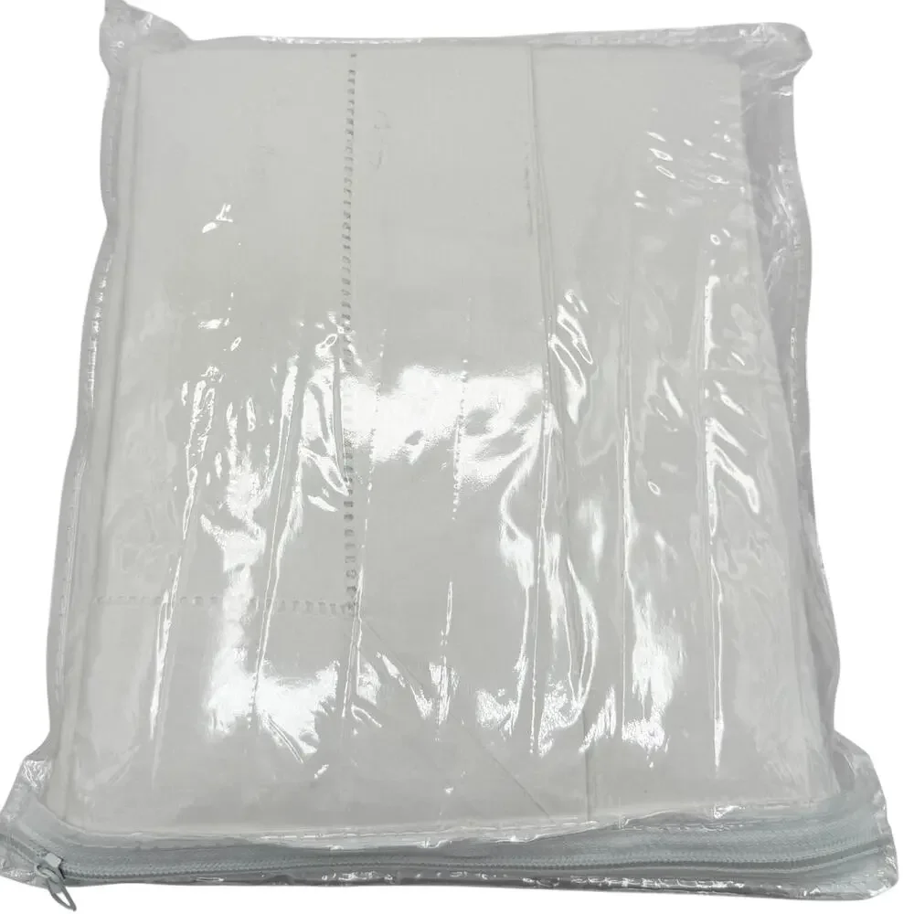 Vintage White Hemstitch Cotton Curtain Panels 80x63 Tailored Pair w/ Tiebacks‎
